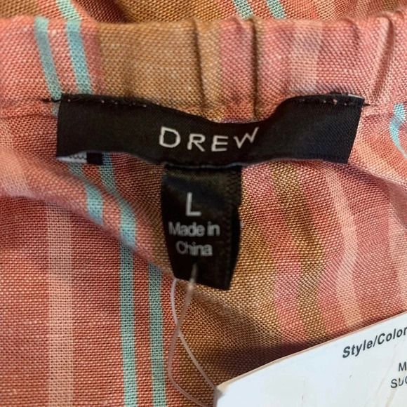 NWT DREW Anthropologie Linen Blend Striped Strapless Jumpsuit Size: L - Picture 7 of 11